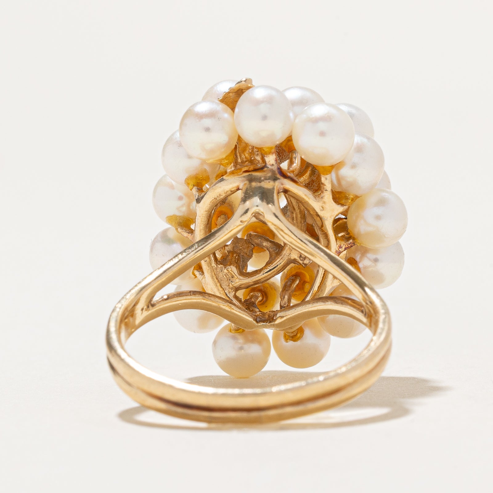 Pearl & Leaf Cluster Cocktail Ring | SZ 8
