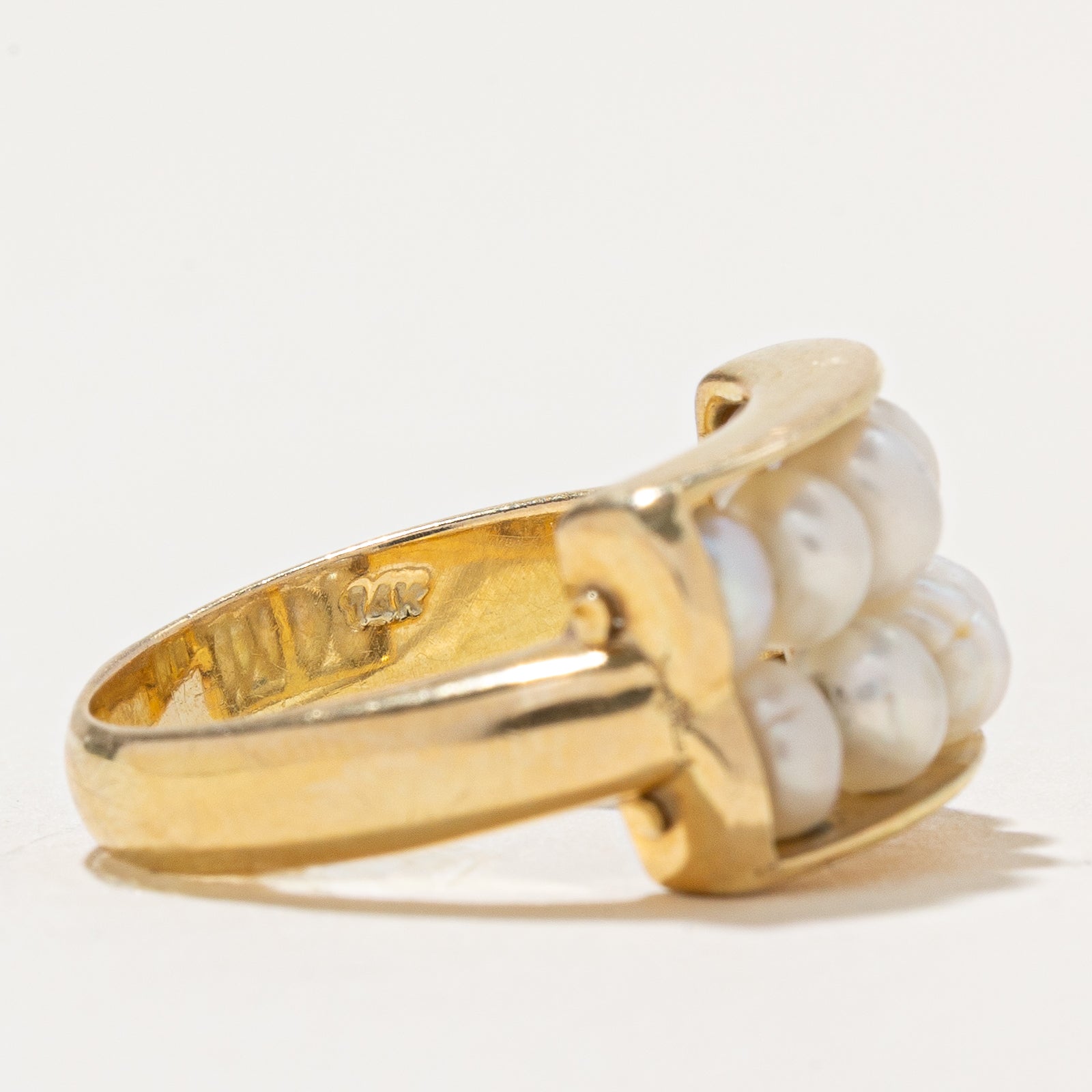 Double Row Button Pearl Ring | SZ 5.75