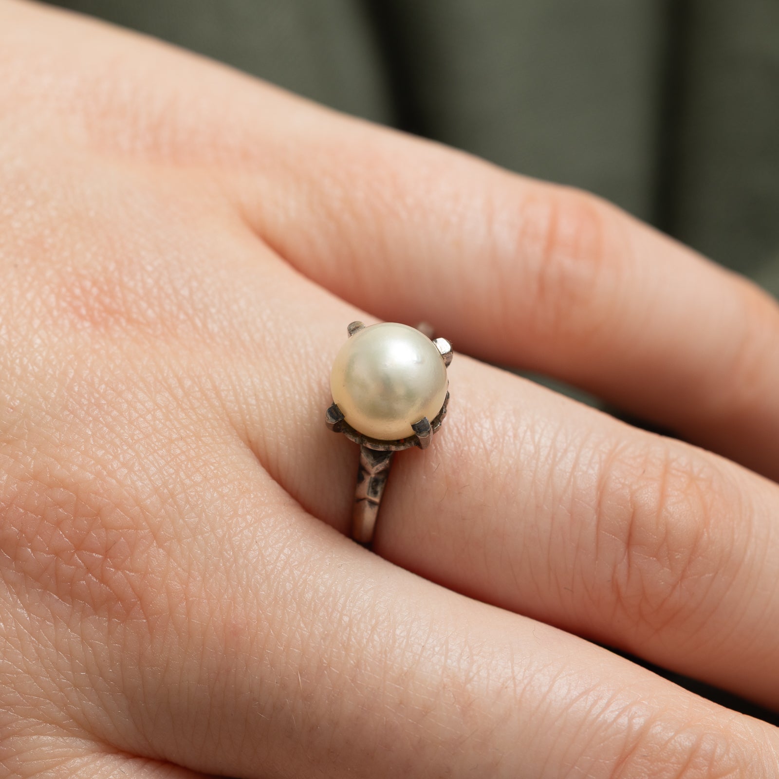 Bague solitaire en perle | Taille 6,75