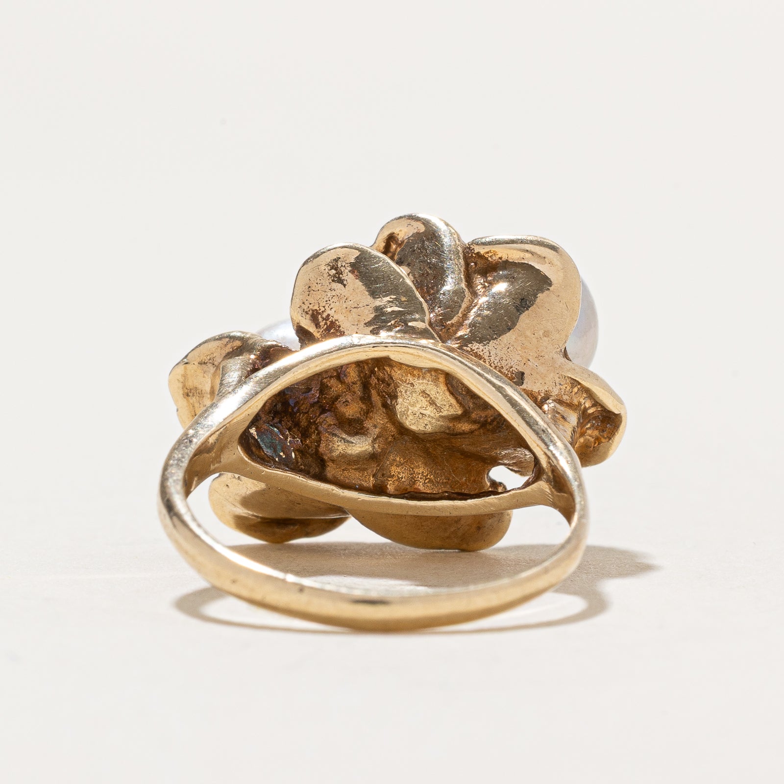 Two Stone Pearl Flower Cocktail Ring | SZ 6