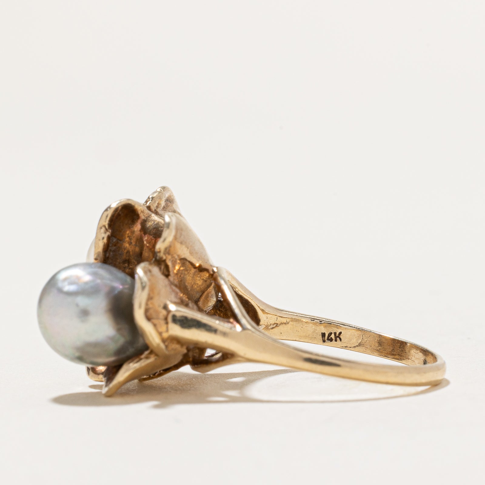 Two Stone Pearl Flower Cocktail Ring | SZ 6