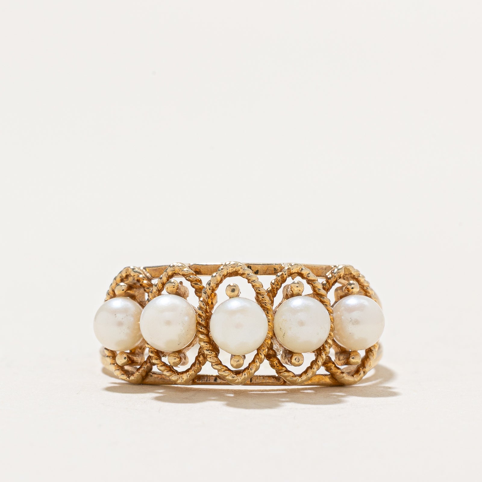 Five Stone Pearl Ring | SZ 7.25