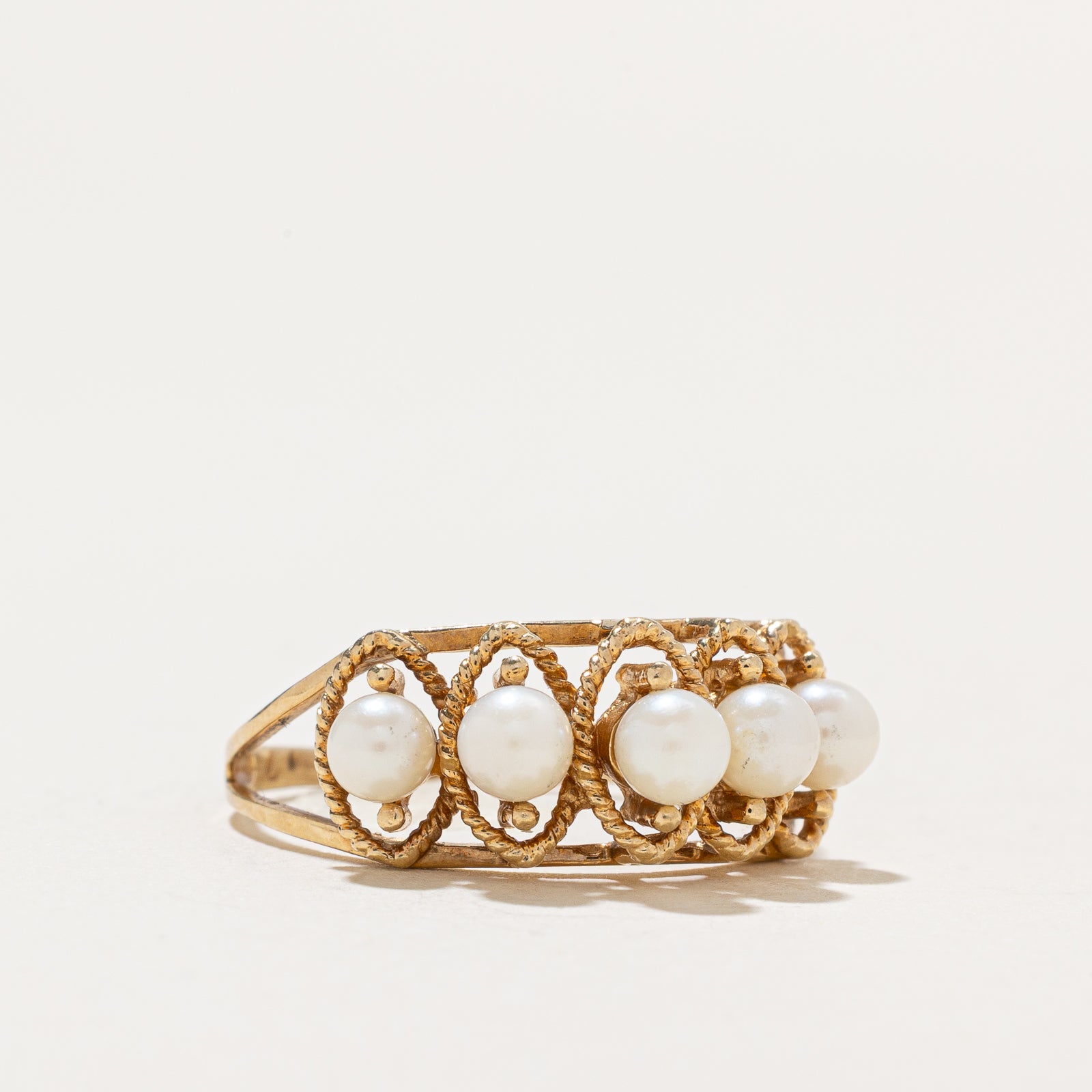 Five Stone Pearl Ring | SZ 7.25