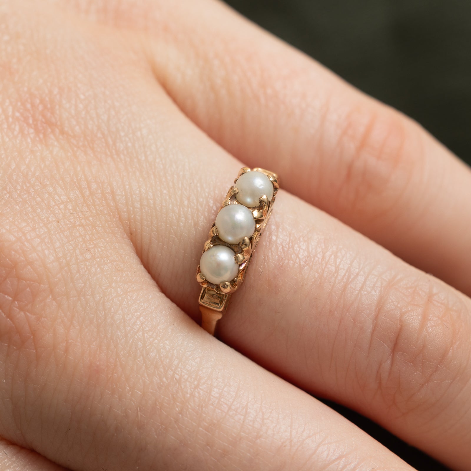 Three Stone Pearl Ring | SZ 6.75