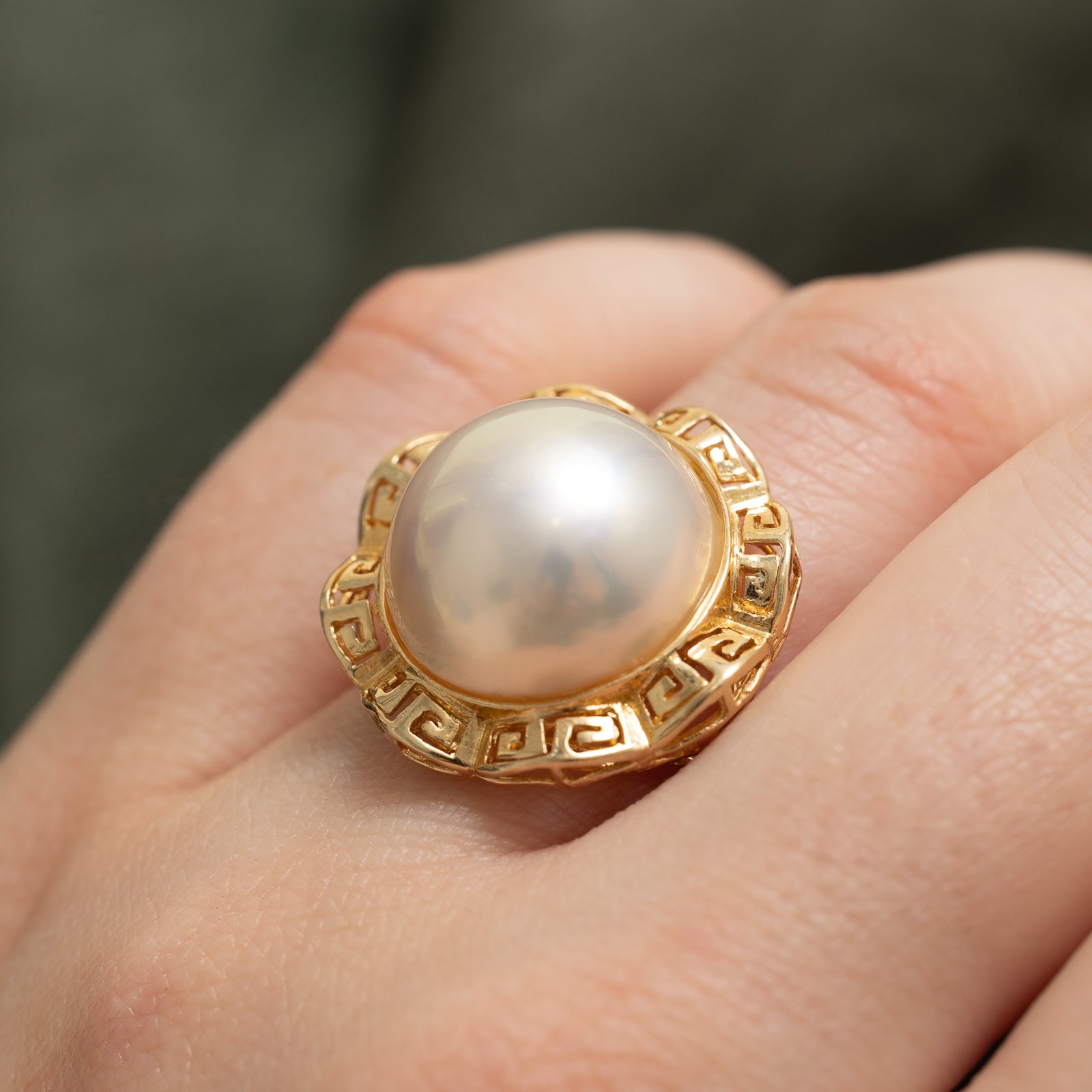 Solitaire Pearl Cocktail Ring | SZ 7.25
