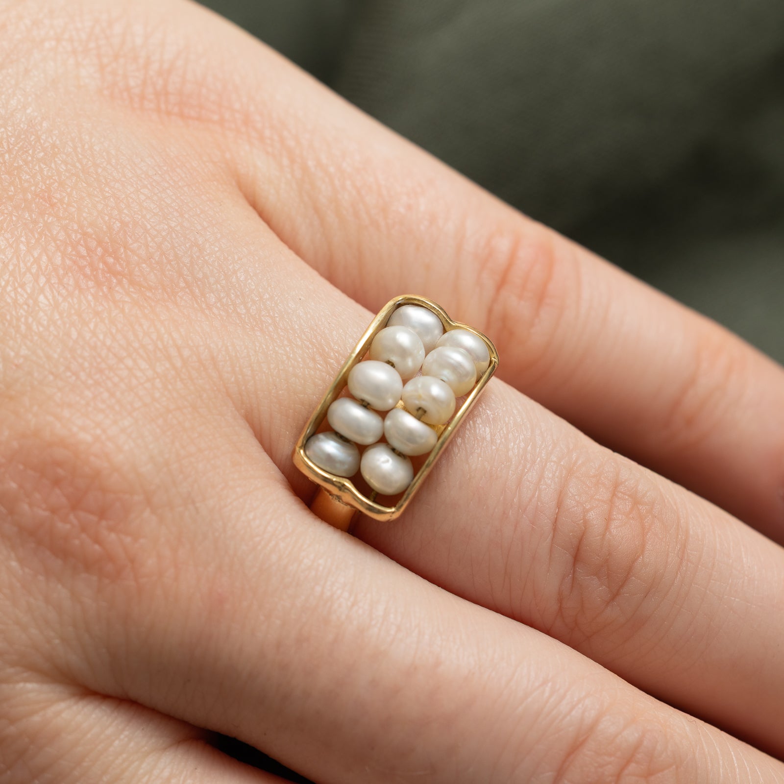 Double Row Button Pearl Ring | SZ 5.75