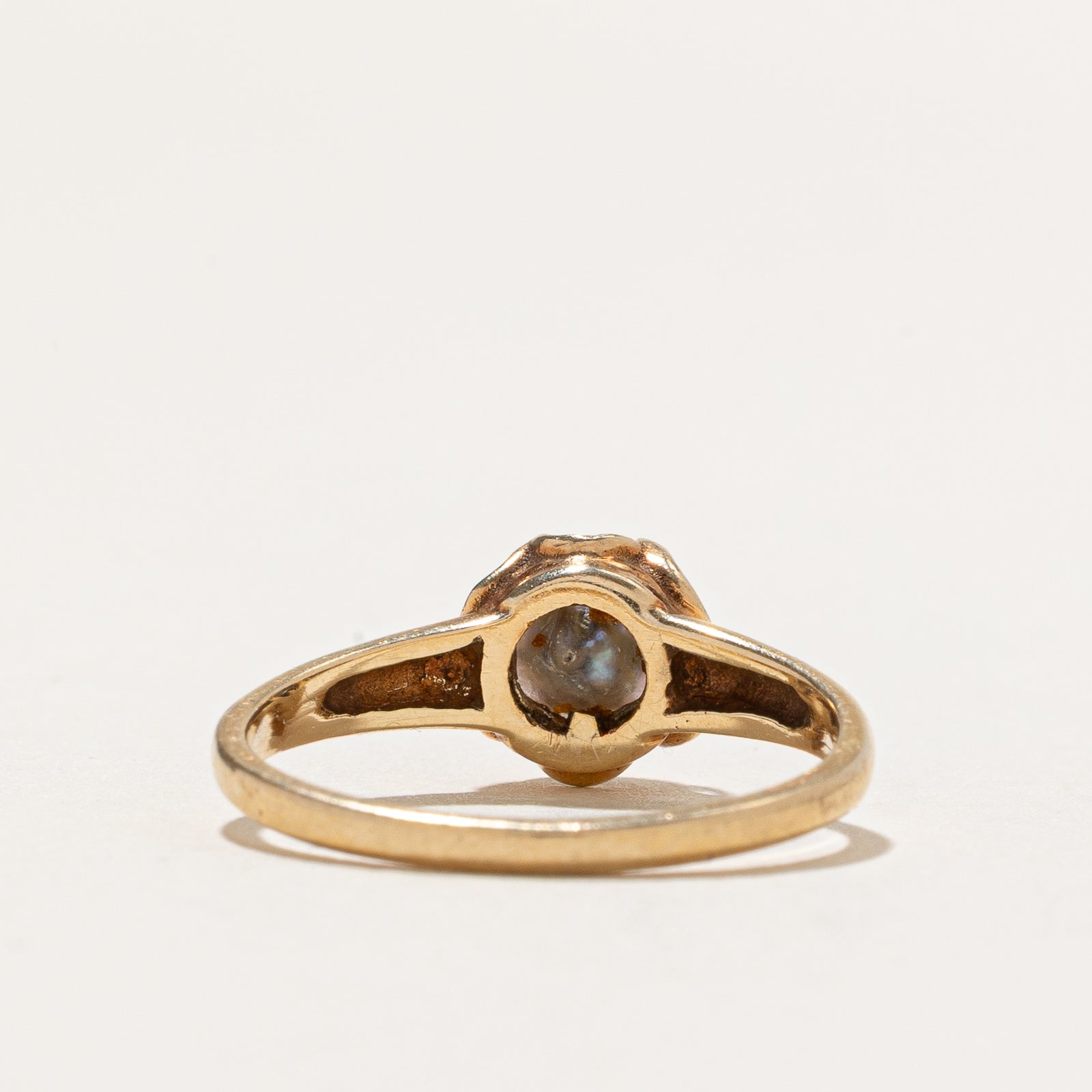 Belcher Set Solitaire Pearl Ring | SZ 6.75