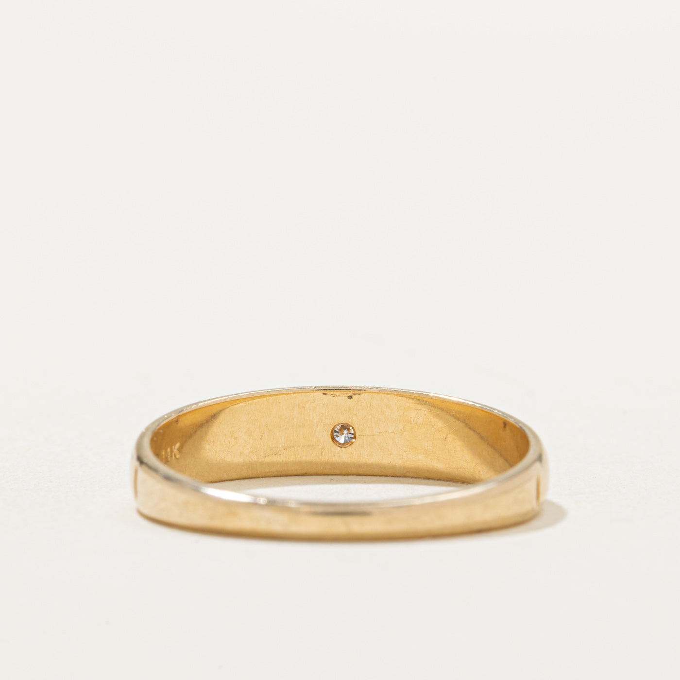 14K Star Set Diamond Engraved Ring | 0.015ct | SZ 9.5