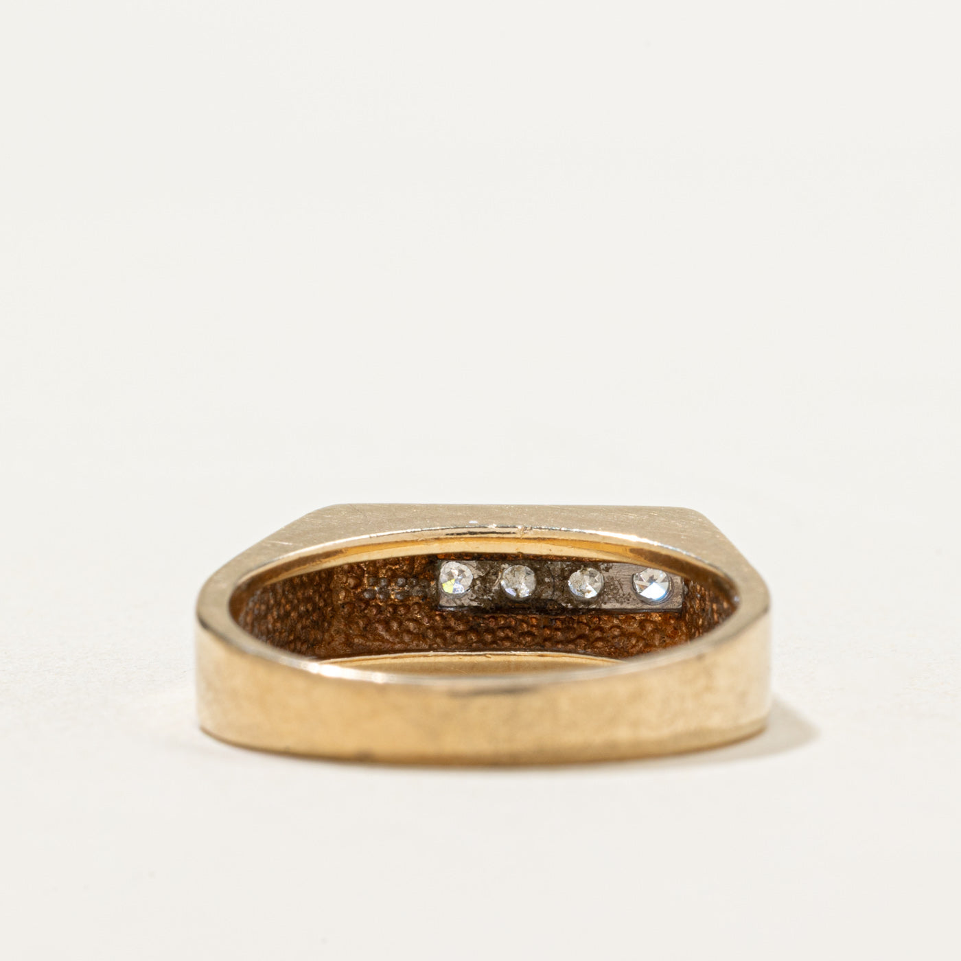 10K Four Stone Diamond Signet Ring | 0.06ctw | SZ 6.25