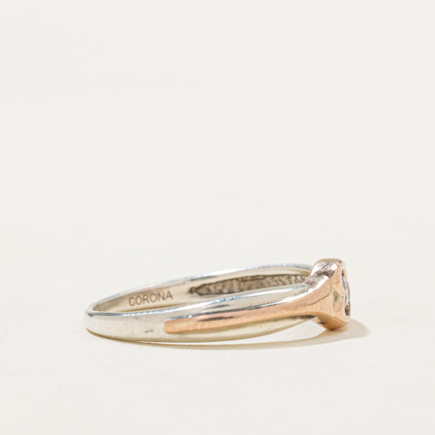 10K Two Tone Gold Diamond Open Heart Ring | 0.06ct | SZ 6.5