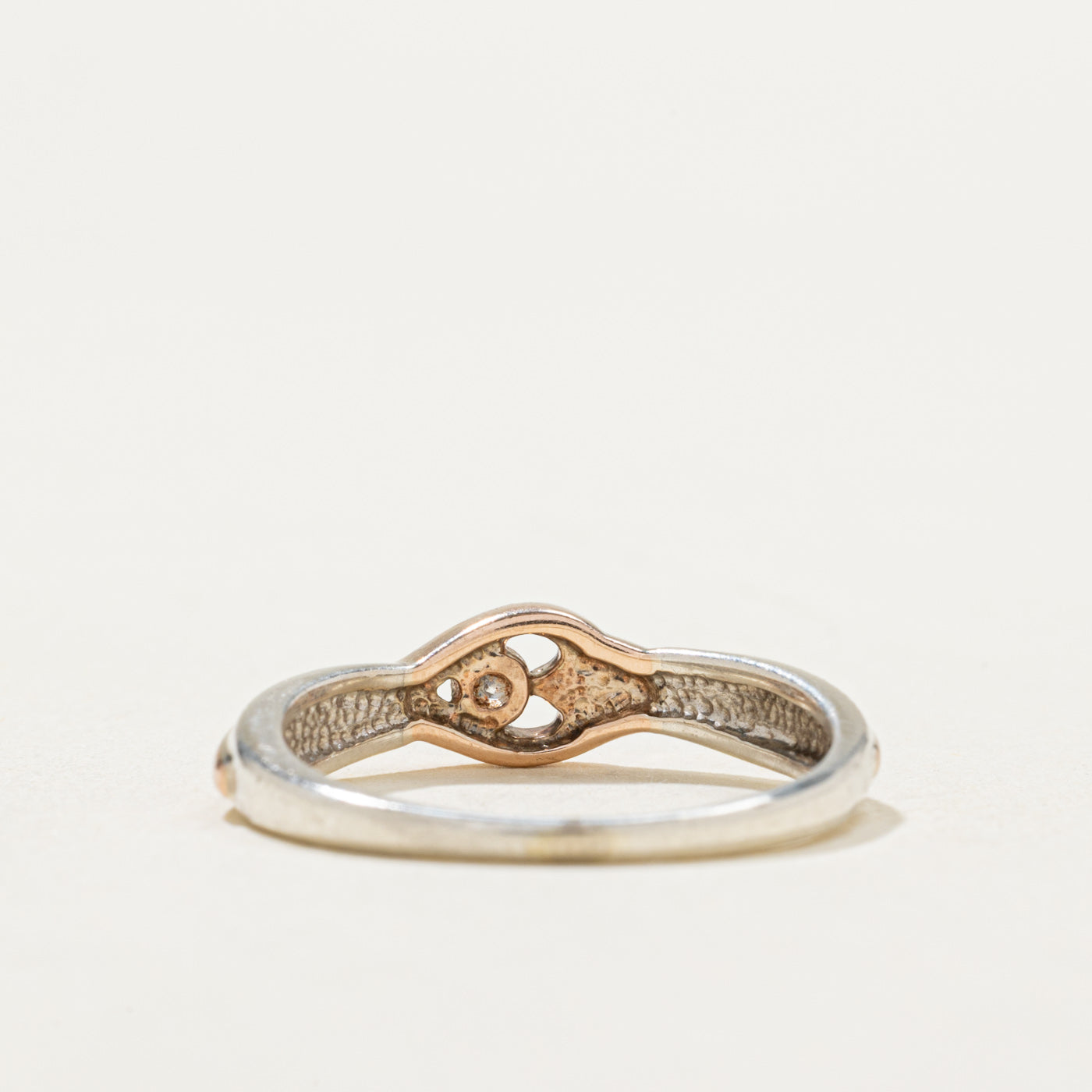 10K Two Tone Gold Diamond Open Heart Ring | 0.06ct | SZ 6.5