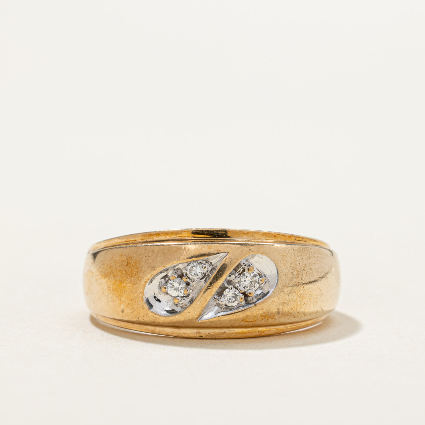 10K Diamond Teardrop Design Ring | 0.06ctw | SZ 9.75