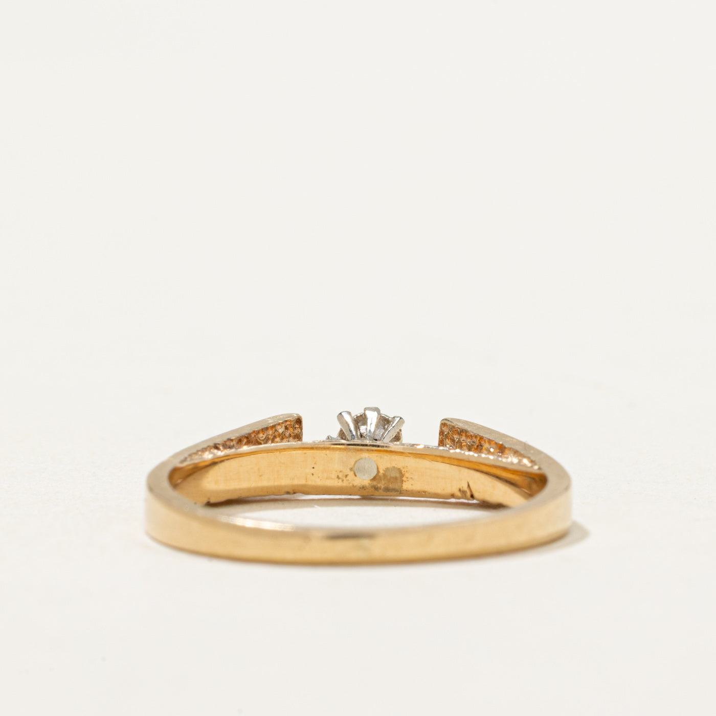 14K High Set Diamond Textured Ring | 0.025ct | SZ 5.25