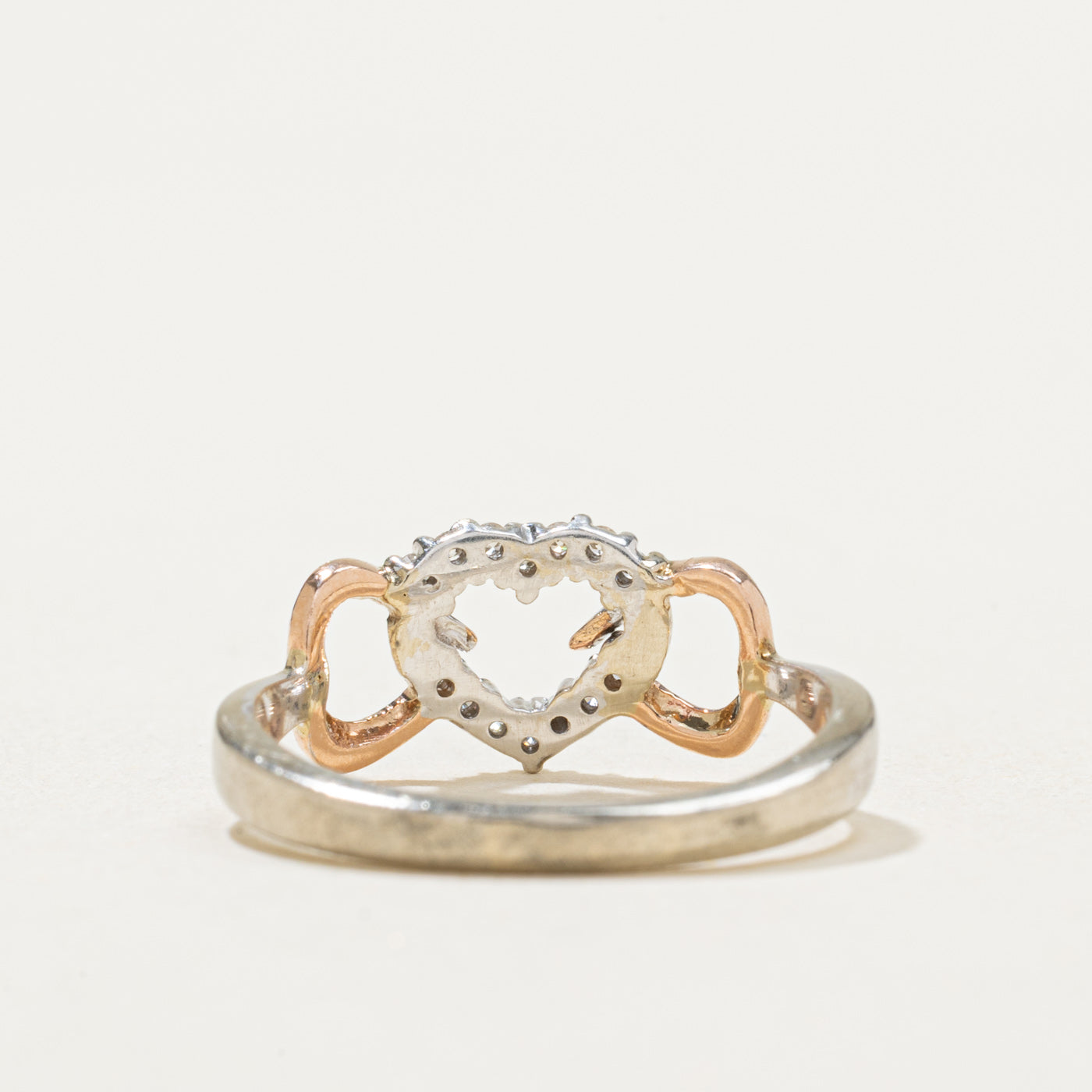 10K Two Tone Gold Diamond Triple Heart Ring | 0.05ctw | SZ 4.75
