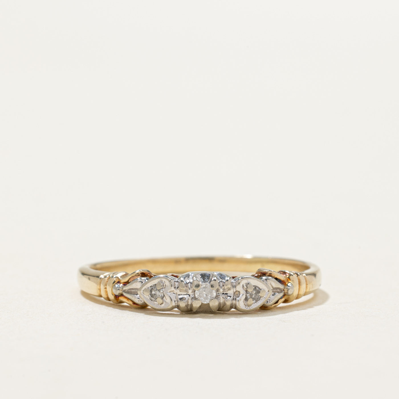 10K Two Tone Diamond Heart Ring | 0.05ctw | SZ 9.25