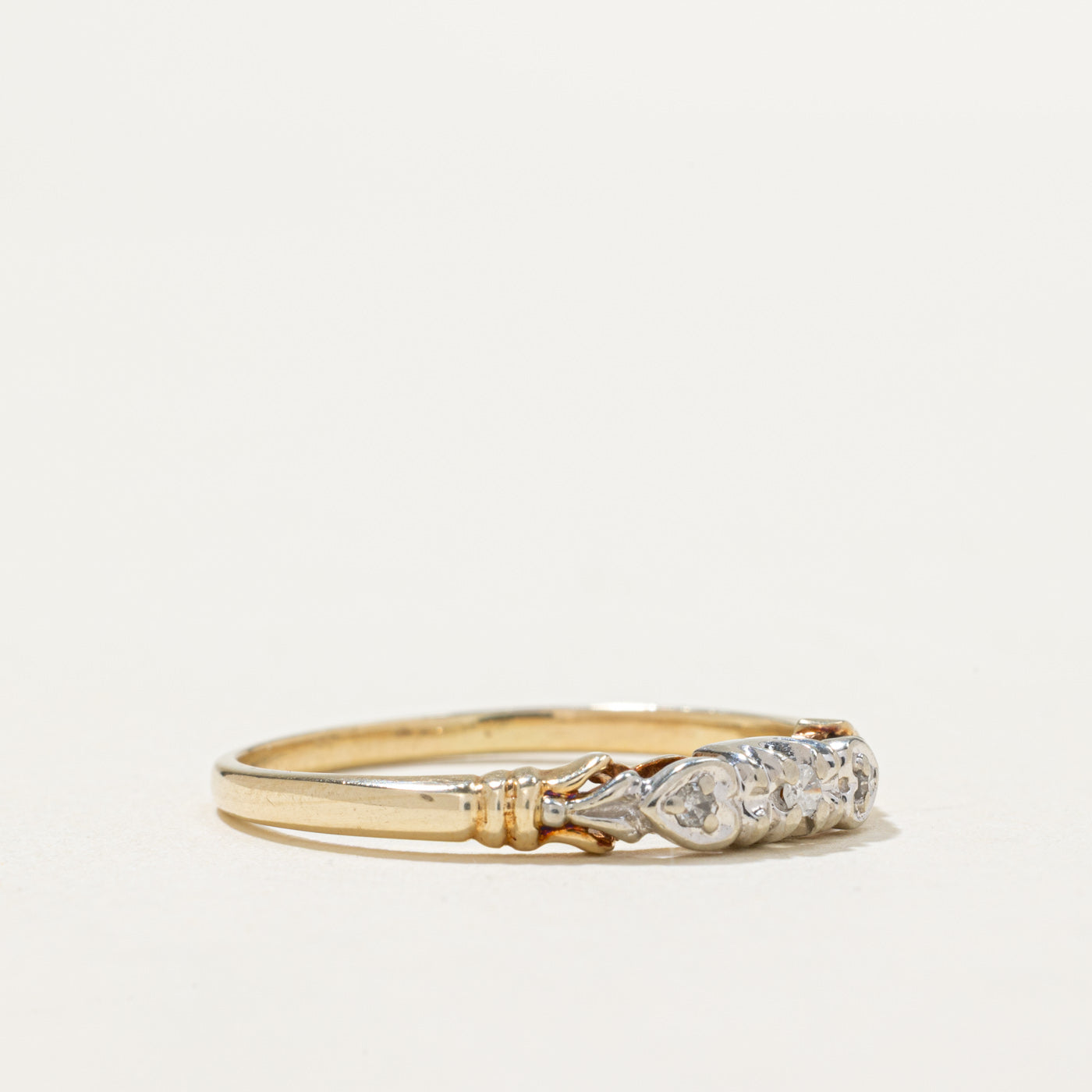 10K Two Tone Diamond Heart Ring | 0.05ctw | SZ 9.25