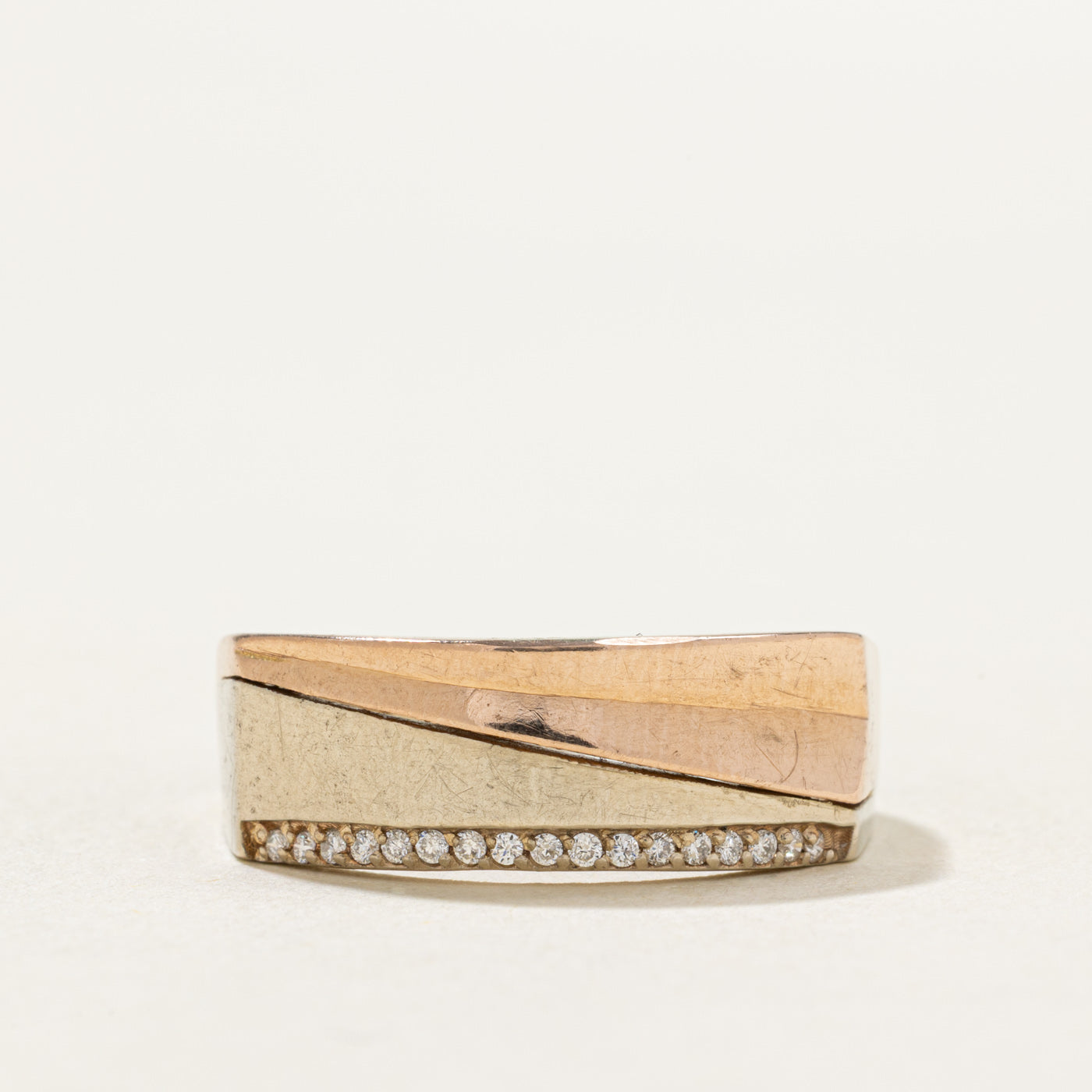 18K Tri Toe Gold Semi Eternity Diamond Band | 0.035ctw | SZ 9.5