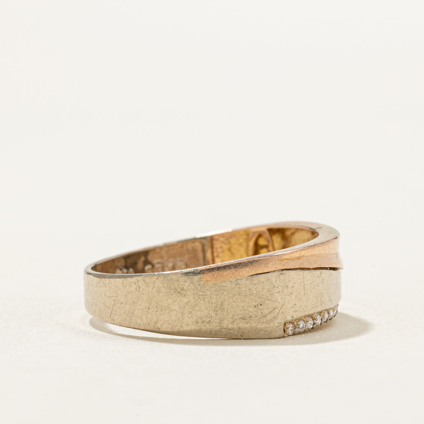 18K Tri Toe Gold Semi Eternity Diamond Band | 0.035ctw | SZ 9.5