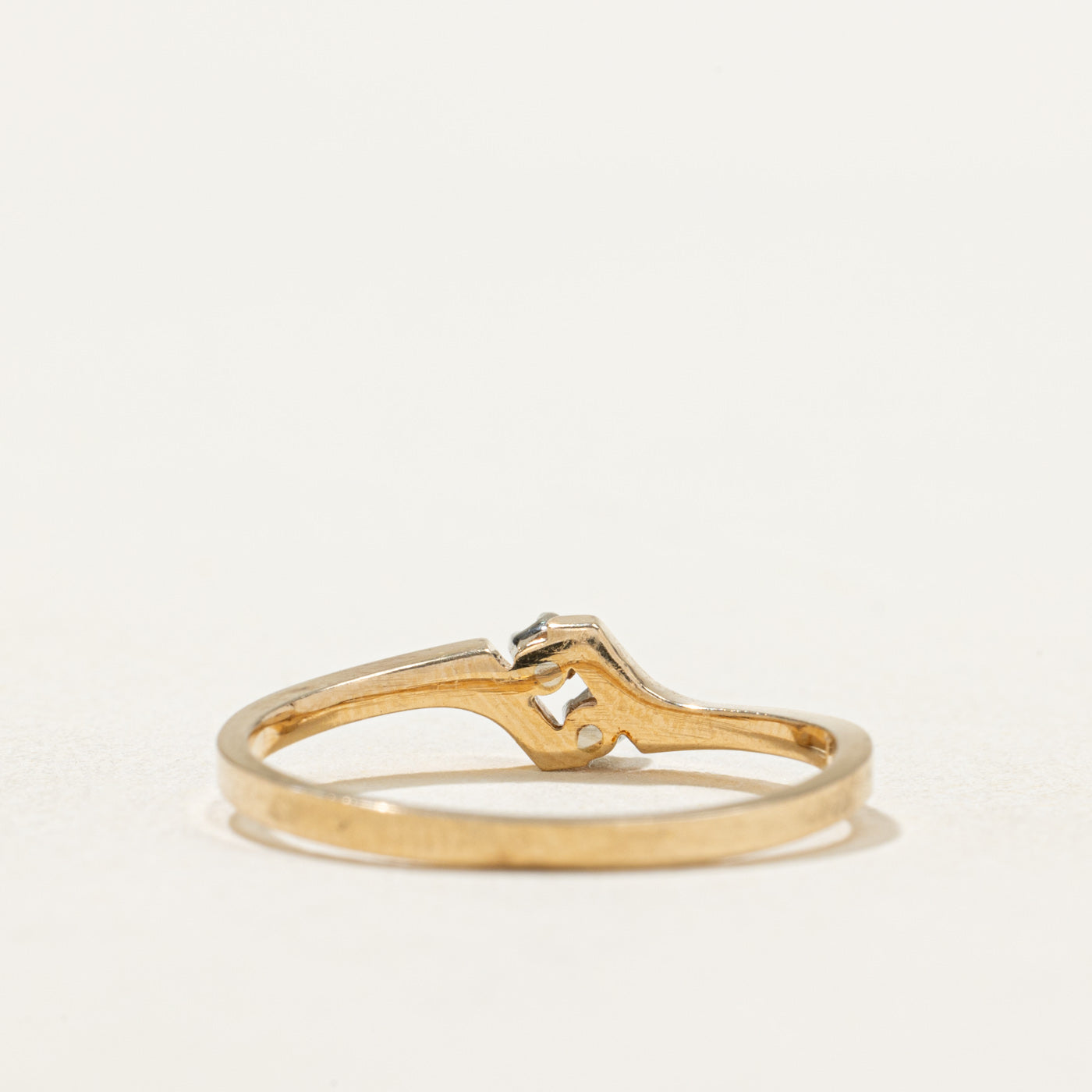 10K Two Stone Diamond Petite Bypass Ring | 0.01ctw | SZ 6.5