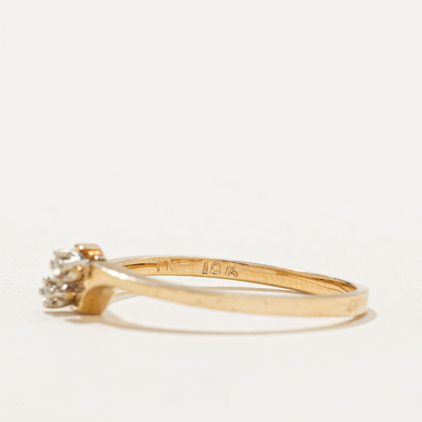 10K Two Stone Diamond Petite Bypass Ring | 0.01ctw | SZ 6.5