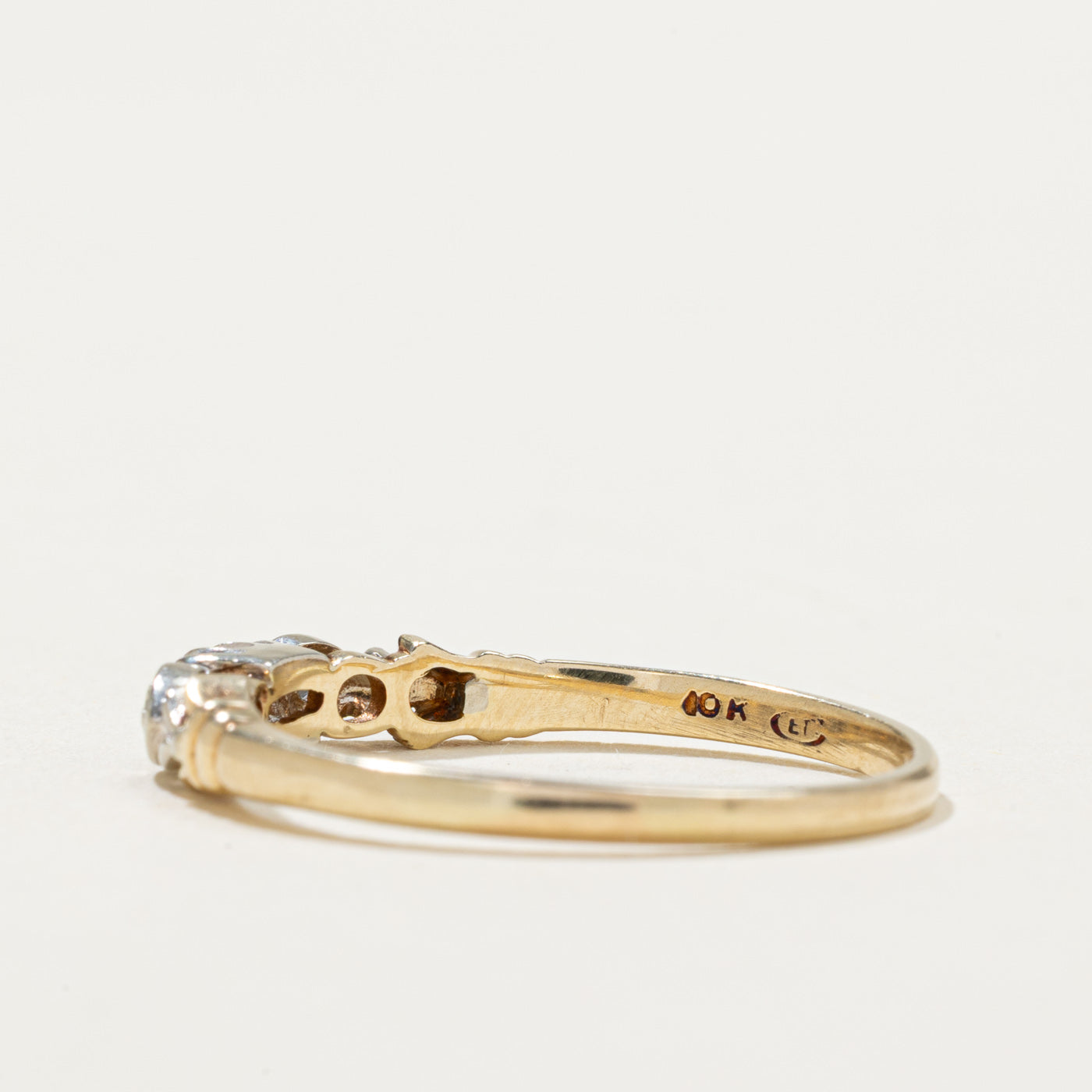 10K Two Tone Diamond Heart Ring | 0.05ctw | SZ 9.25