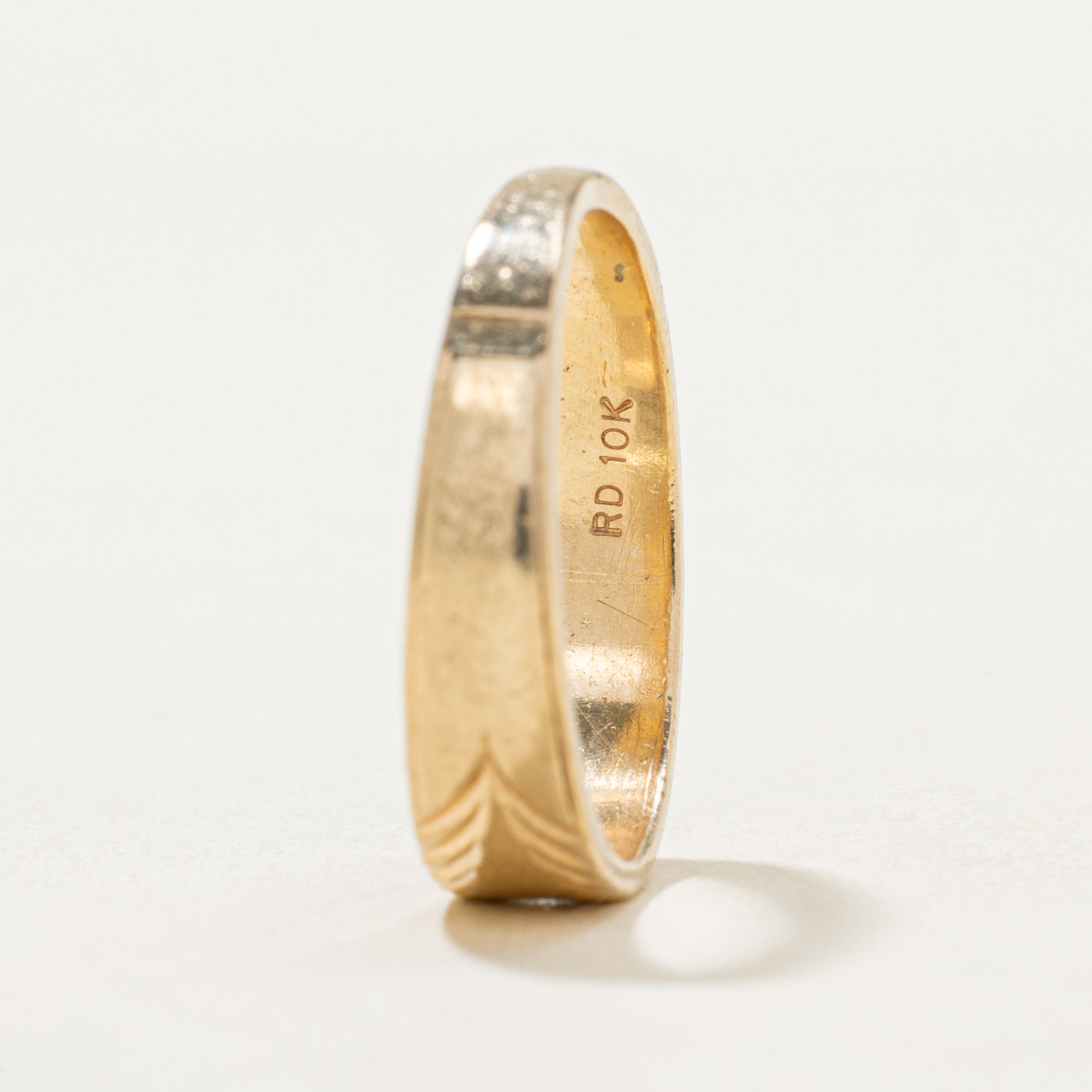10K Star Set Diamond Engraved Band | 0.01ct | SZ 6