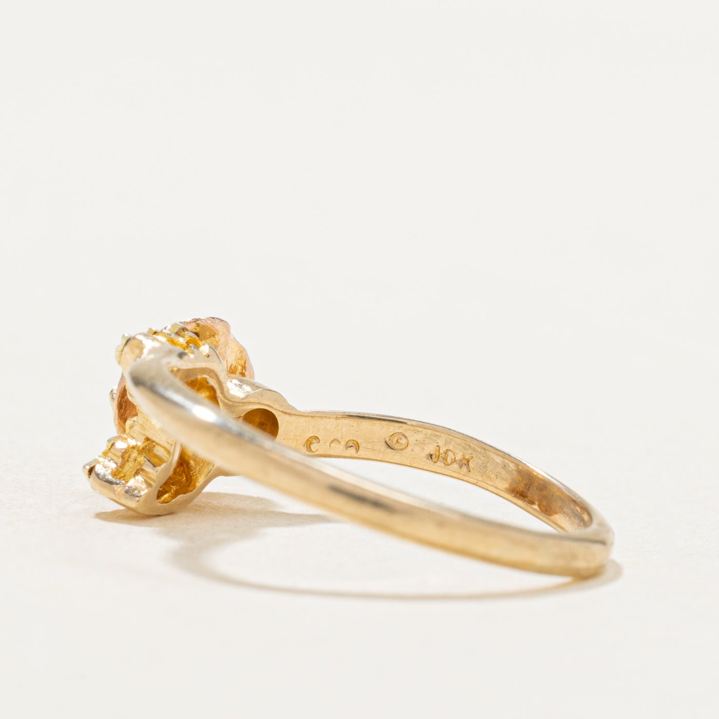 10K Two Tone Gold Diamond Rose Ring | 0.01ct | SZ 4.5