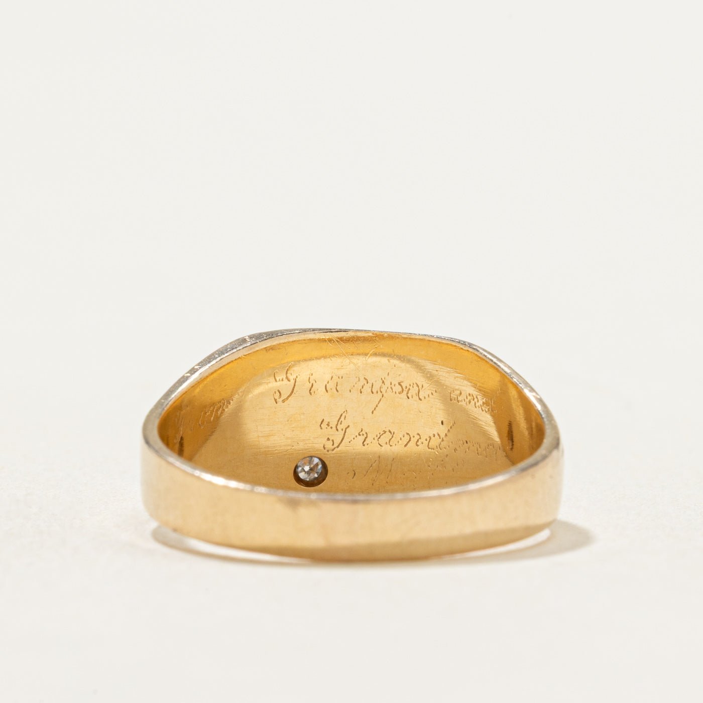 10K Corner Diamond Rectangle Signet Ring | 0.01ct | SZ 5
