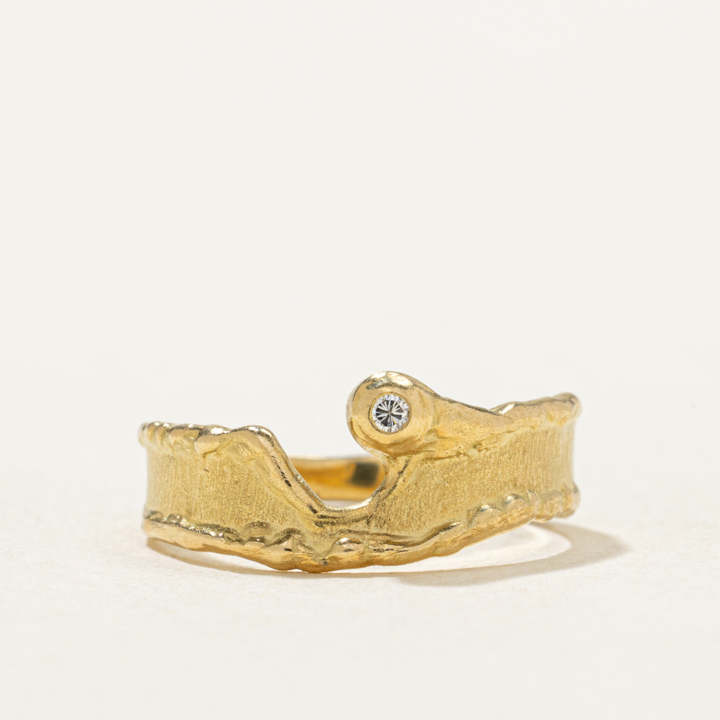 10K Diamond Textured Abstract Ring | 0.01ct | SZ 4.5