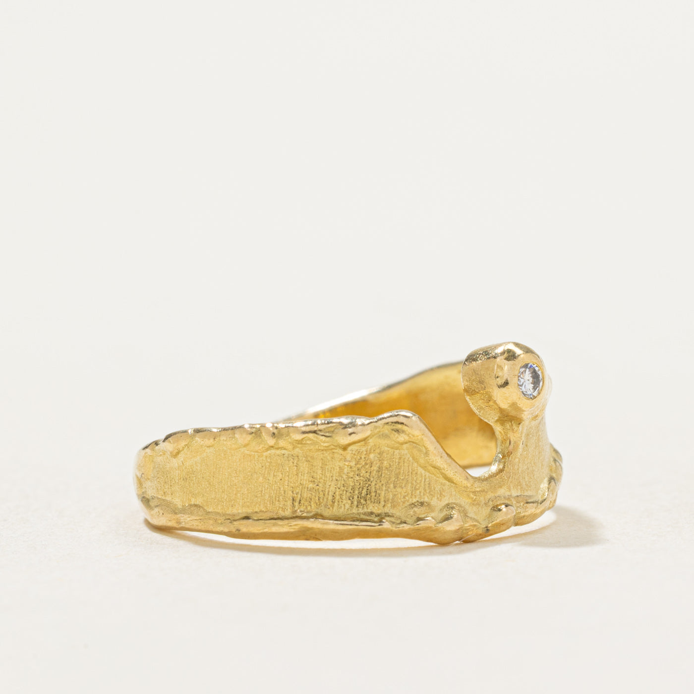 10K Diamond Textured Abstract Ring | 0.01ct | SZ 4.5