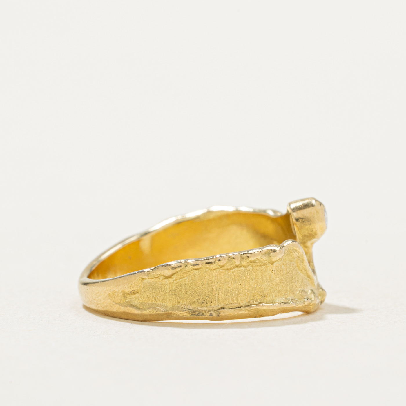 10K Diamond Textured Abstract Ring | 0.01ct | SZ 4.5