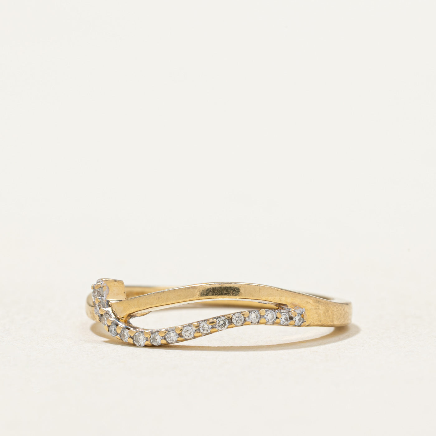 18K Semi Eternity Diamond Cross Over Ring | 0.02ctw | SZ 5.75