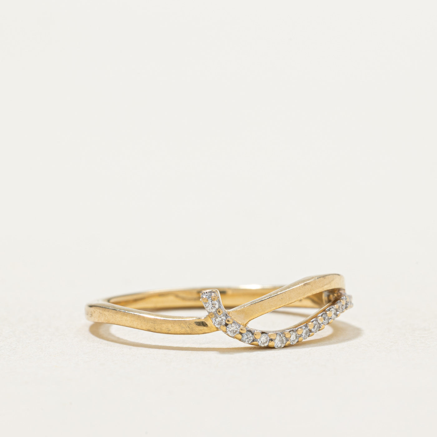 18K Semi Eternity Diamond Cross Over Ring | 0.02ctw | SZ 5.75