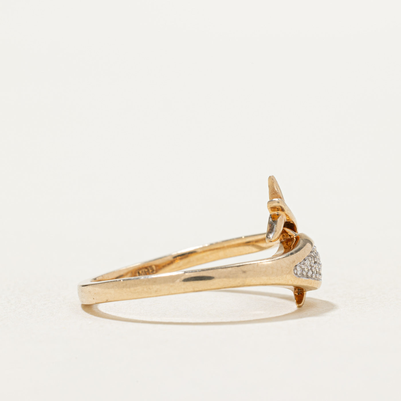 10K Diamond Dolphin Bypass Ring | 0.02ctw | SZ 7