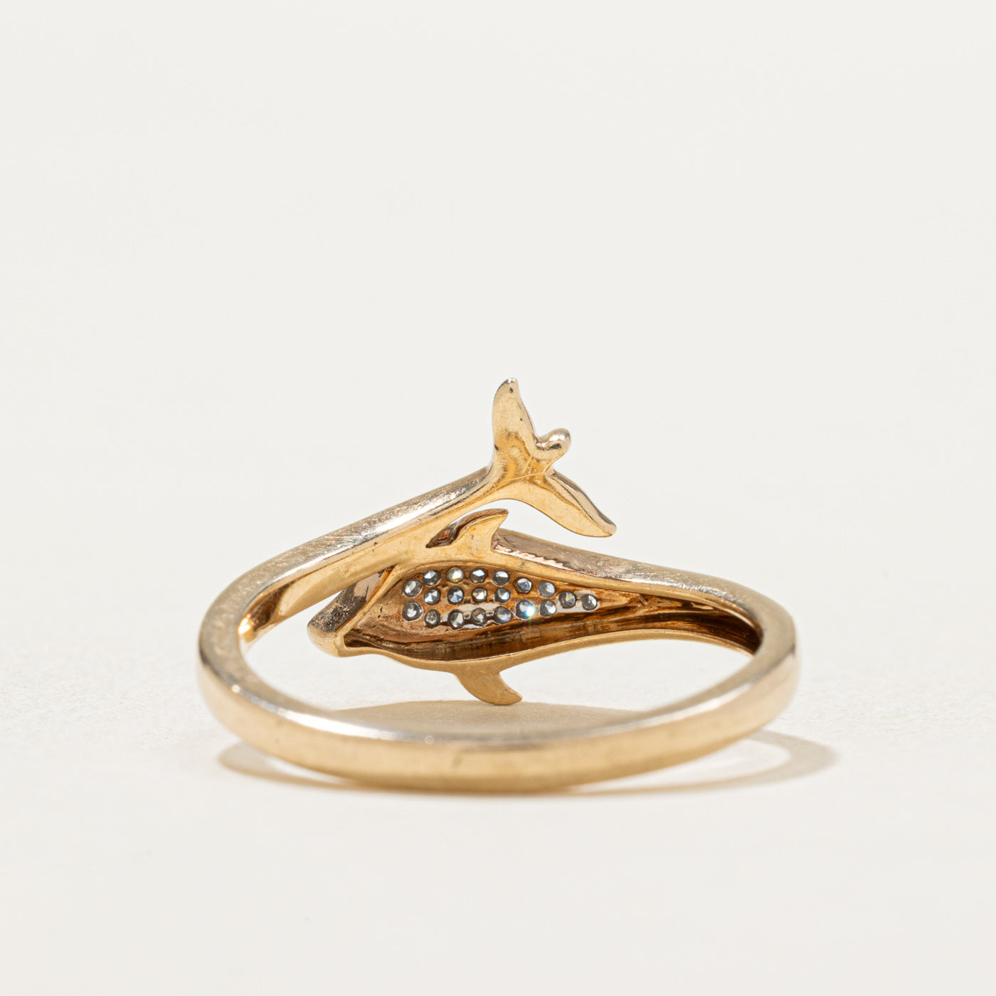10K Diamond Dolphin Bypass Ring | 0.02ctw | SZ 7
