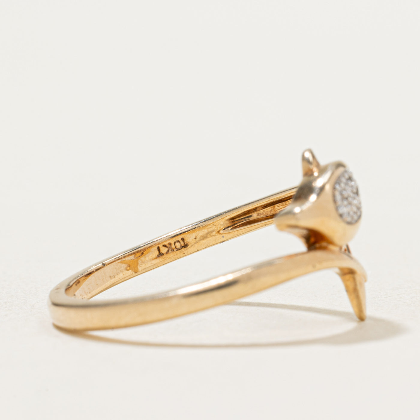 10K Diamond Dolphin Bypass Ring | 0.02ctw | SZ 7
