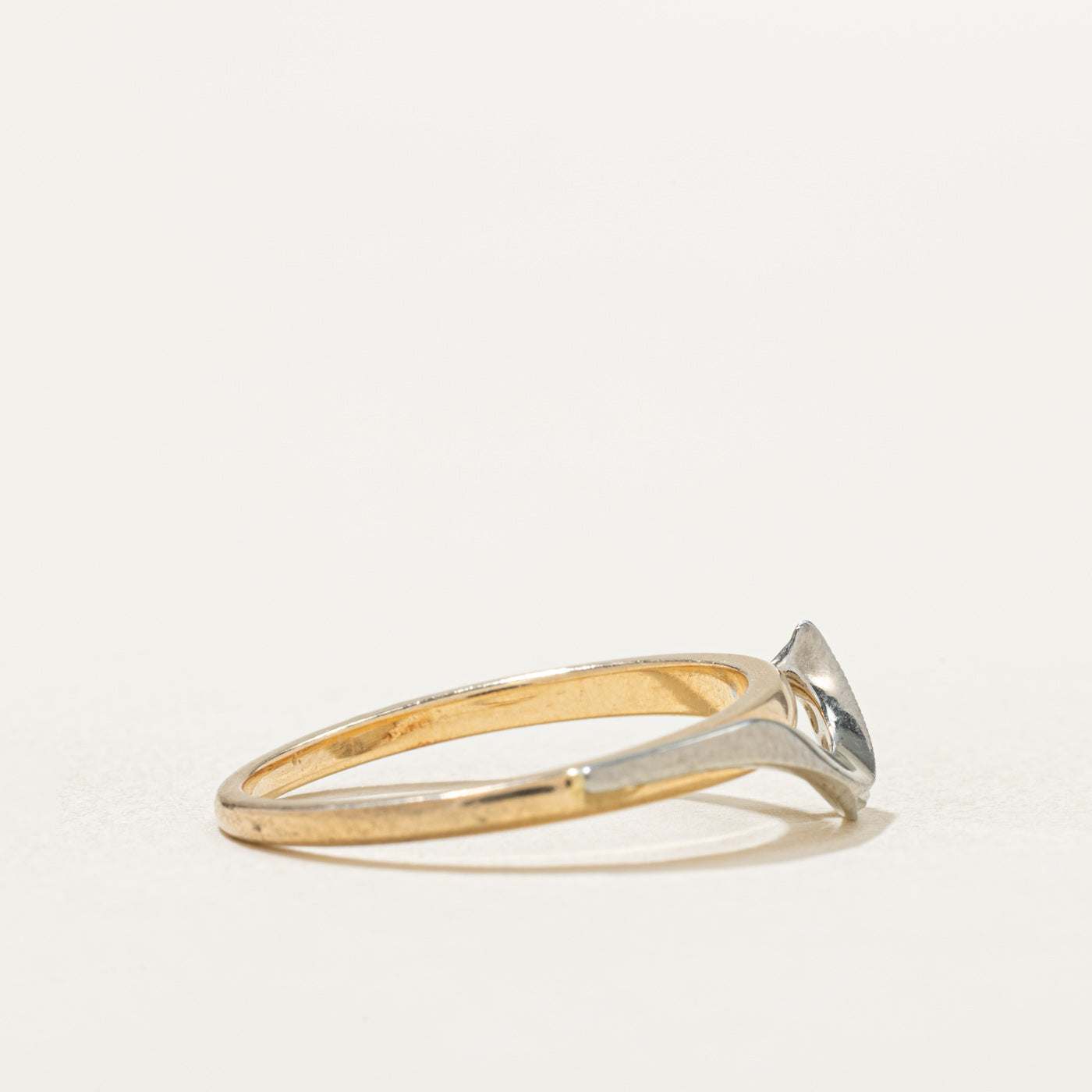 Two Tone Gold Diamond Crescent Ring | 0.02ctw | SZ 6.5