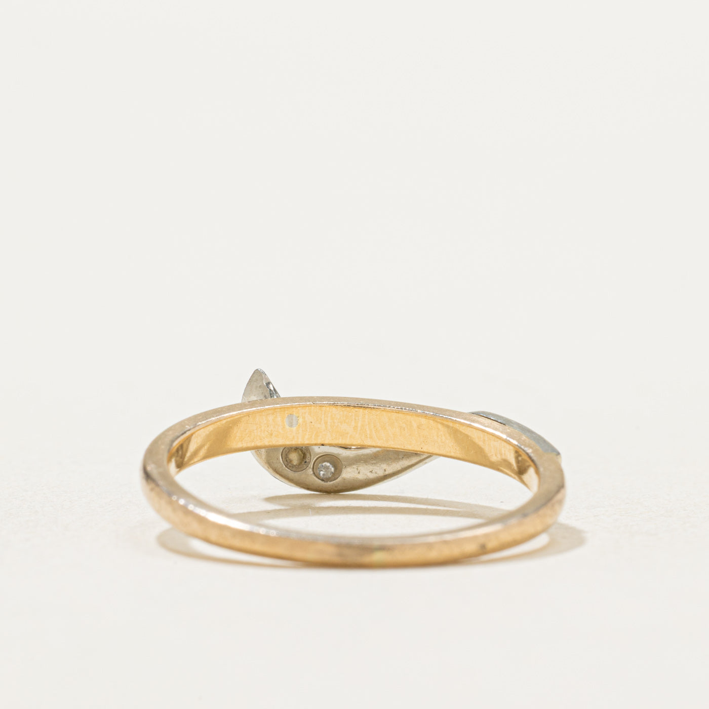 Two Tone Gold Diamond Crescent Ring | 0.02ctw | SZ 6.5