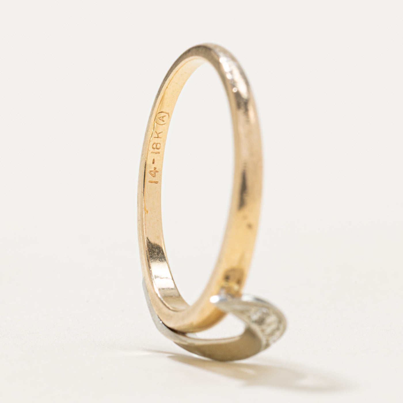 Two Tone Gold Diamond Crescent Ring | 0.02ctw | SZ 6.5
