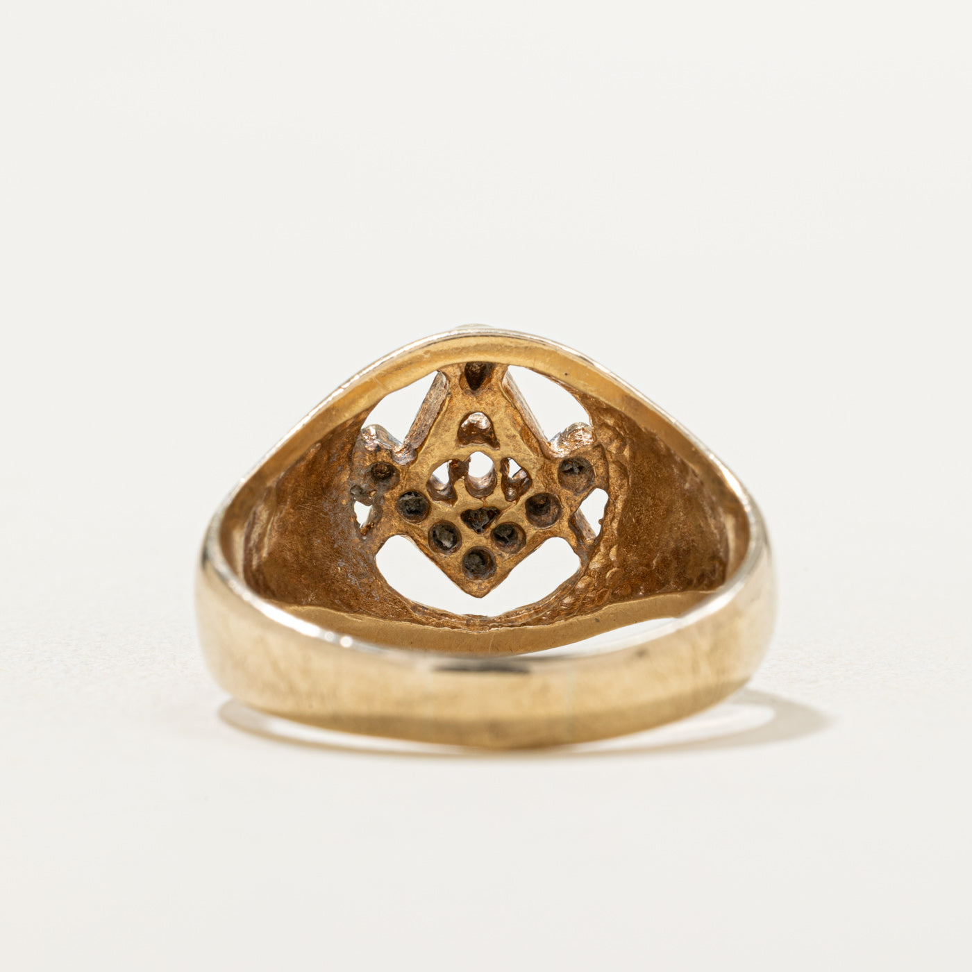 9K 1989 Diamond Free Masons Ring | 0.03ctw | SZ 12.5