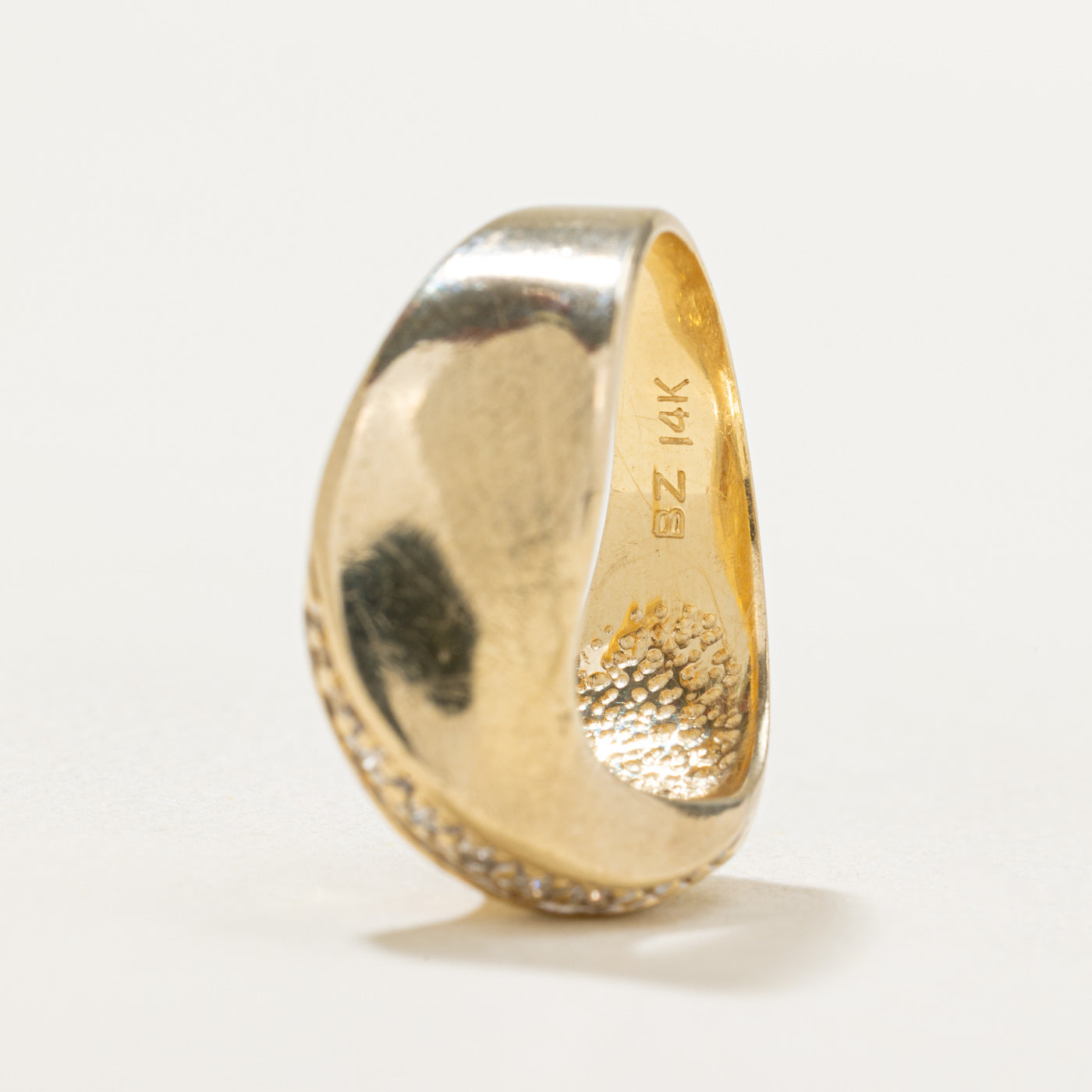 14K Diagonal Diamond Chunky Cross Over Ring | 0.03ctw | SZ 6.5