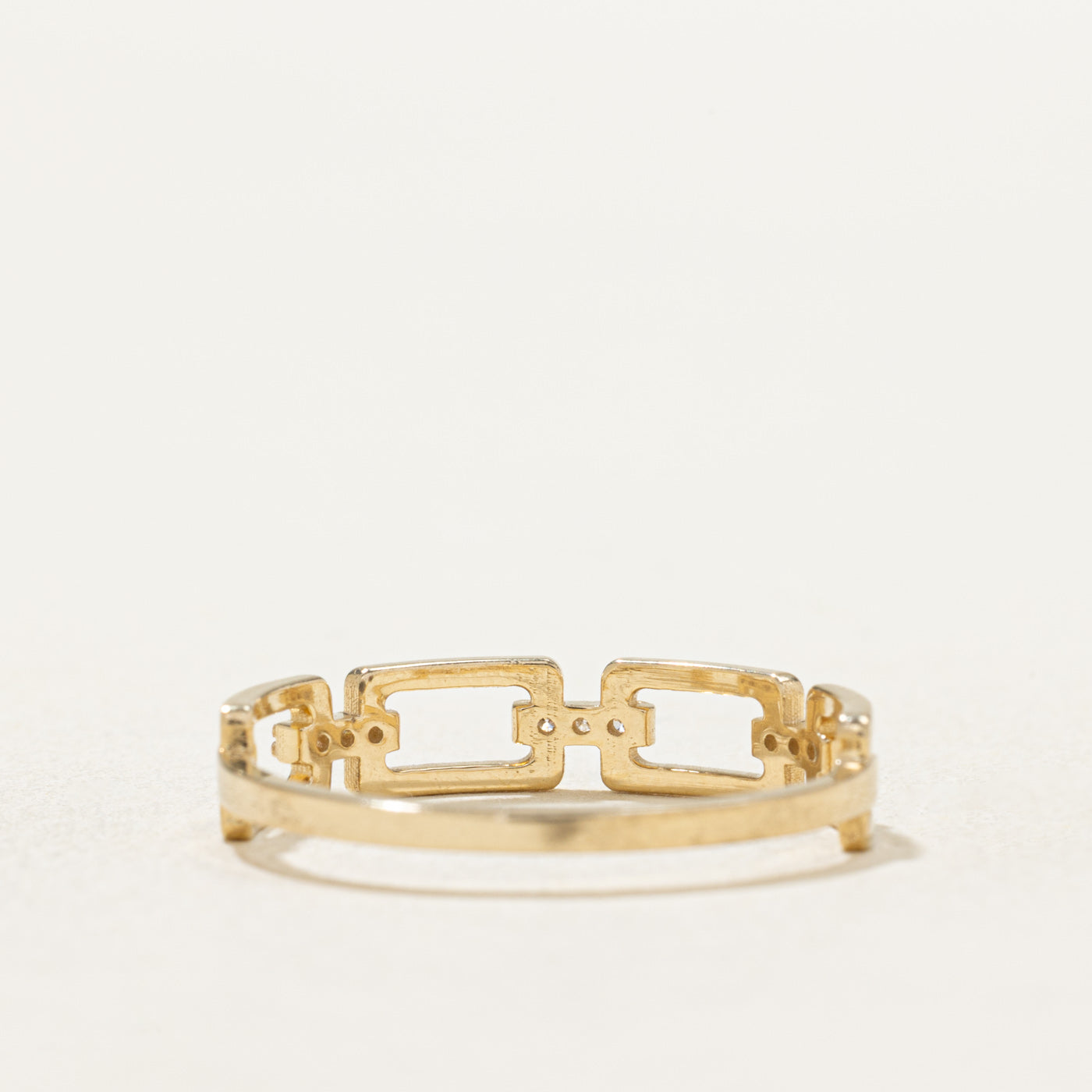 14K Diamond Open Rectangular Chain Ring | 0.03ctw | SZ 7