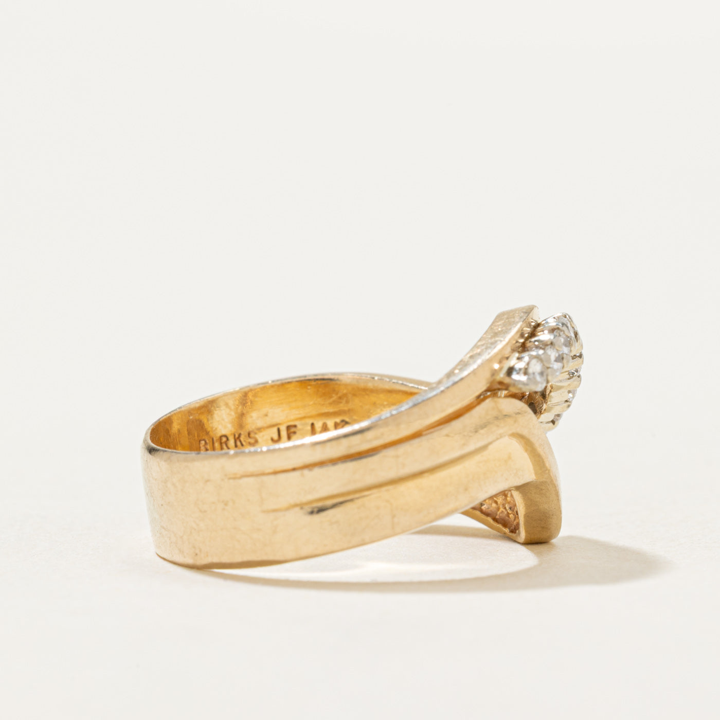 14K Diamond Waterfall Grooved Open Ring | 0.15ctw | SZ 6.75