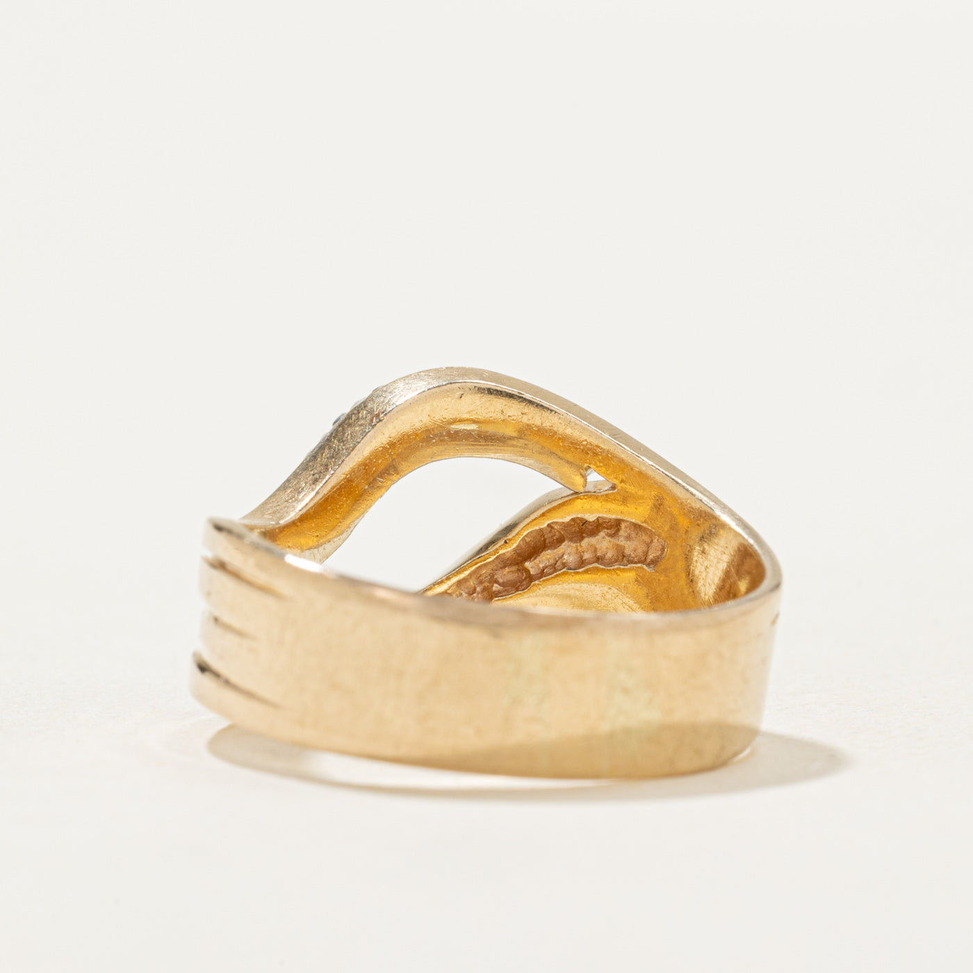 14K Diamond Waterfall Grooved Open Ring | 0.15ctw | SZ 6.75