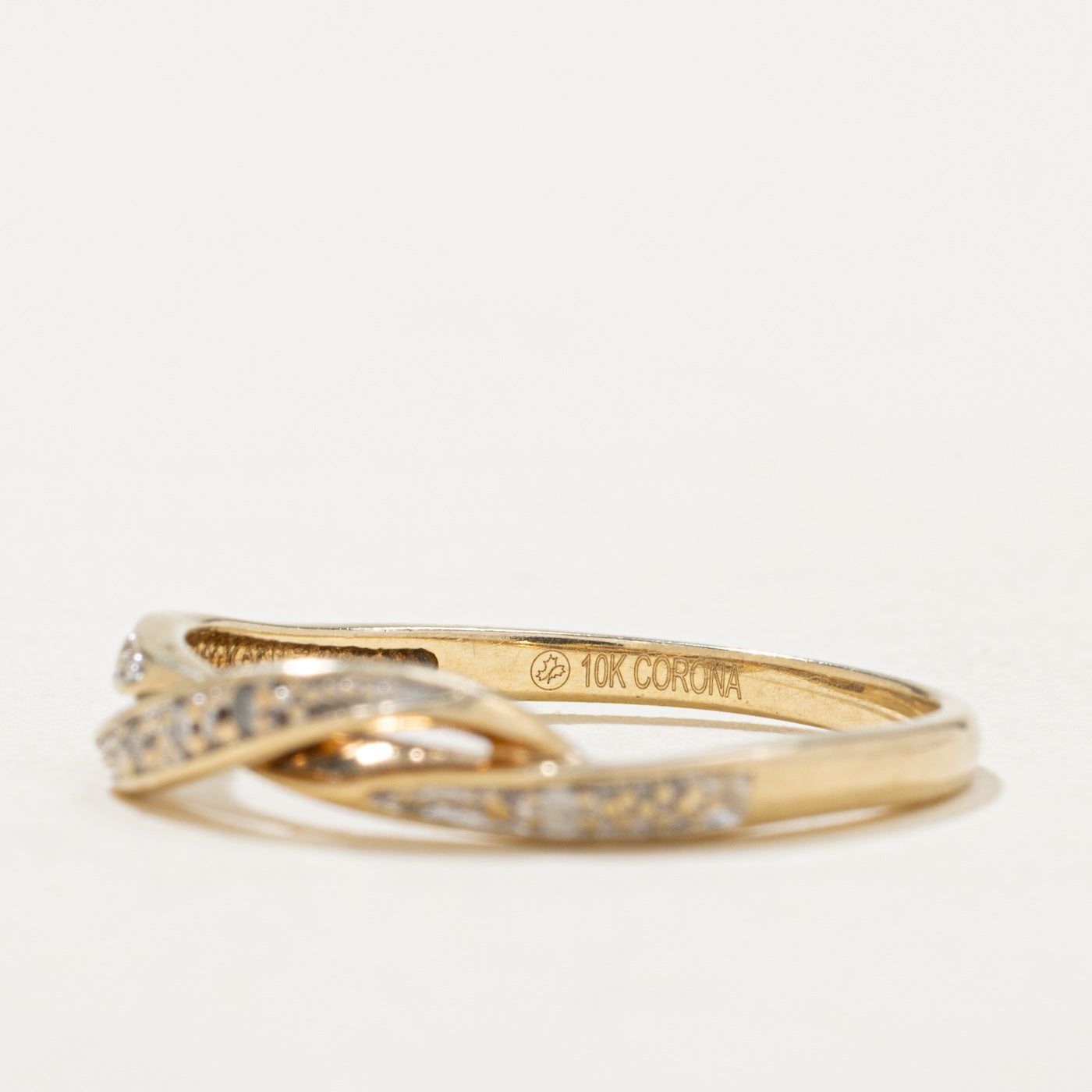 10K Semi Eternity Diamond Thin Twisted Ring | 0.09ctw | SZ 6.5