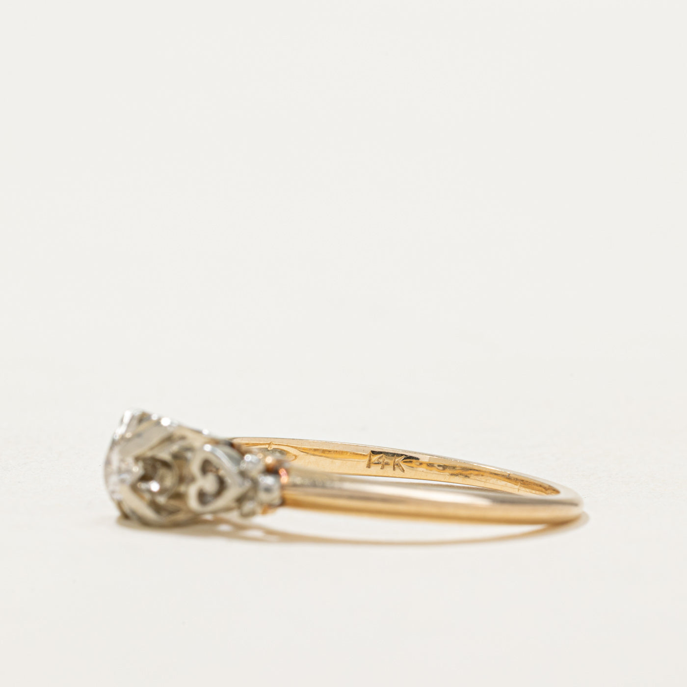 14K Two Tone Gold Diamond Heart Ring | 0.09ct | SZ 6