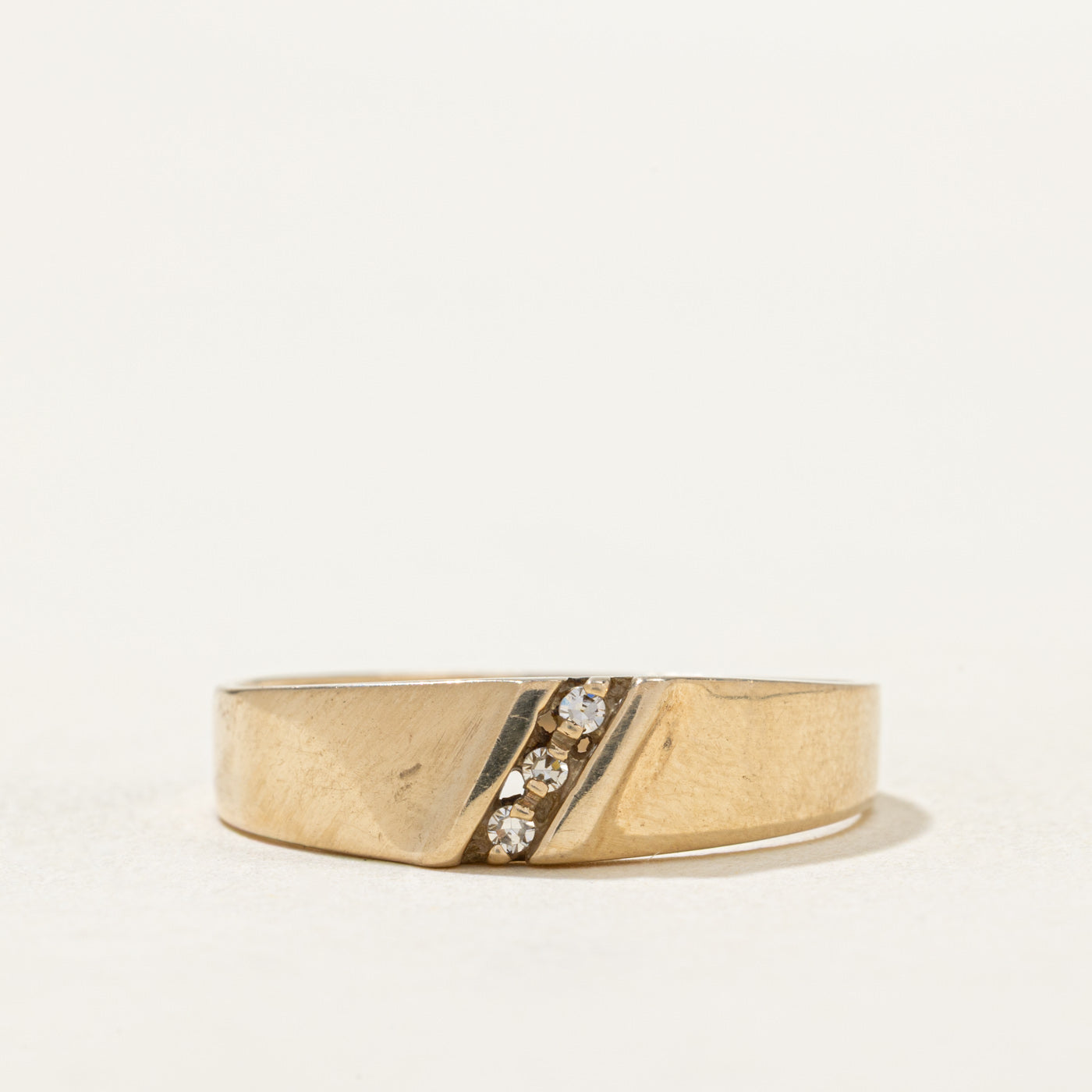 14K Three Stone Diagonal Set Diamond Band | 0.02ctw | SZ 10.25