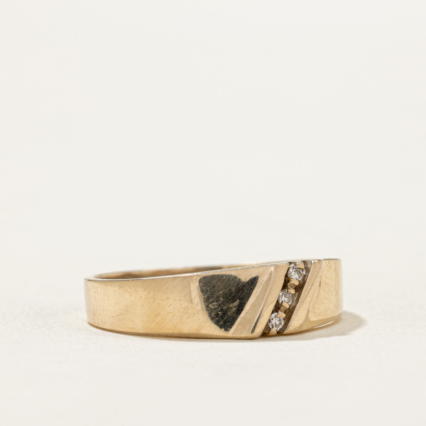 14K Three Stone Diagonal Set Diamond Band | 0.02ctw | SZ 10.25
