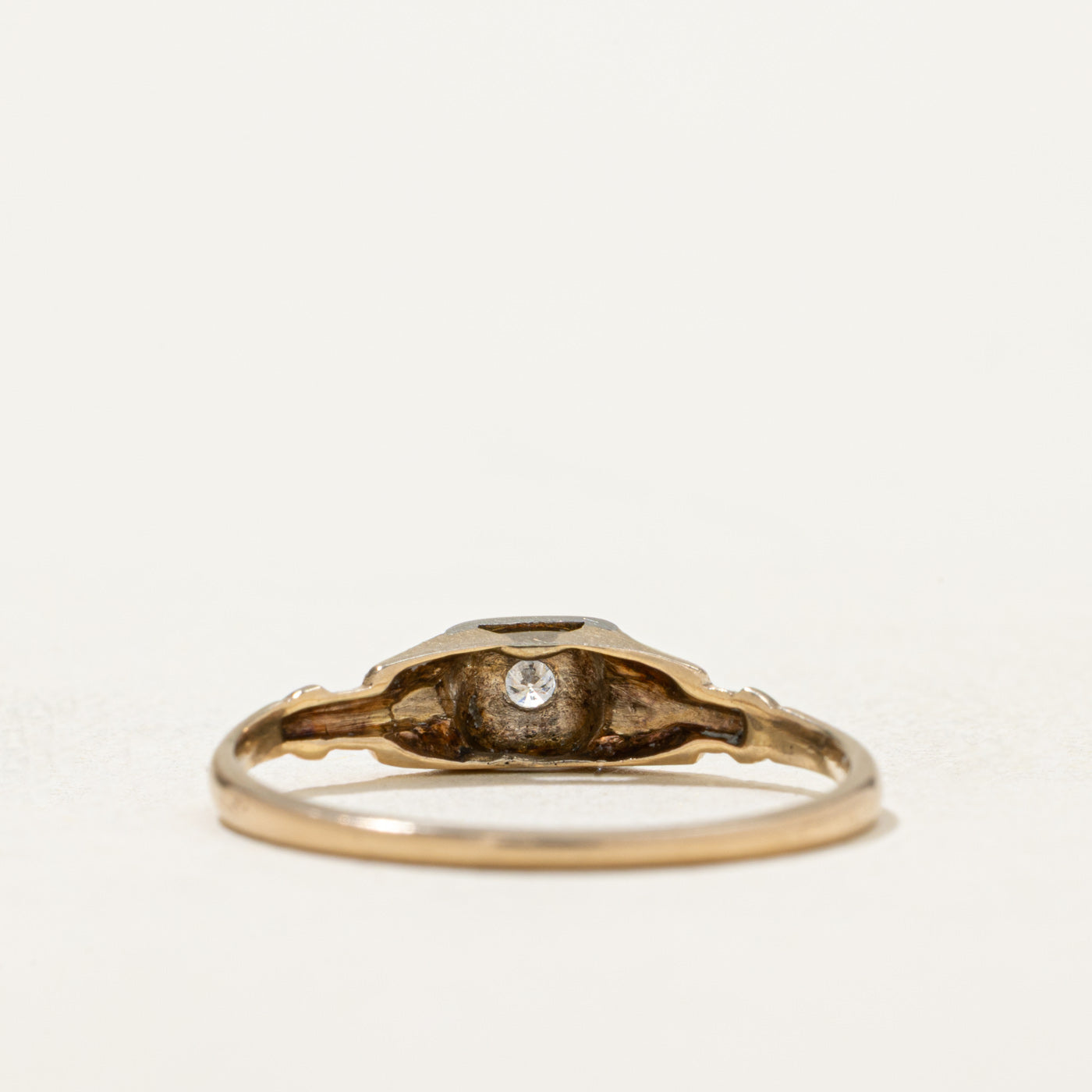 14K Two Tone Gold Diamond Petite Ring | 0.03ct | SZ 6.75