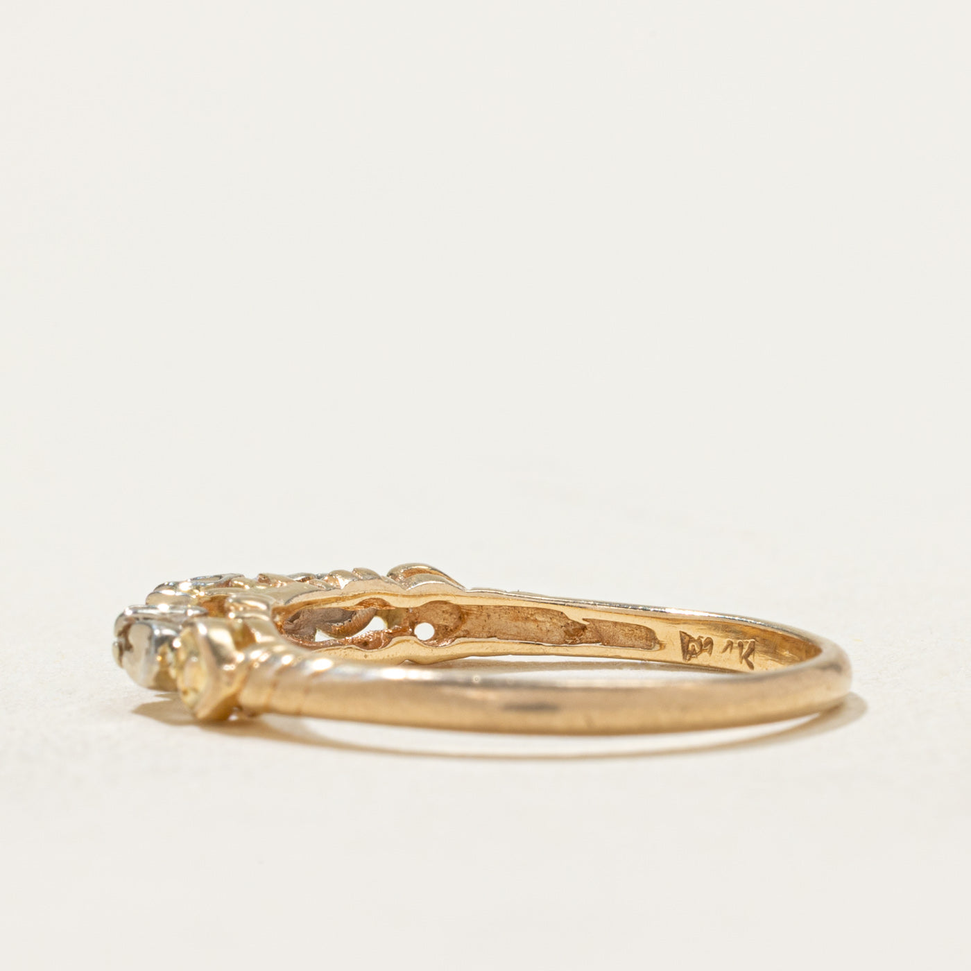 14K Illusion Set Diamond Heart Engraved Ring | 0.05ctw | SZ 6.25